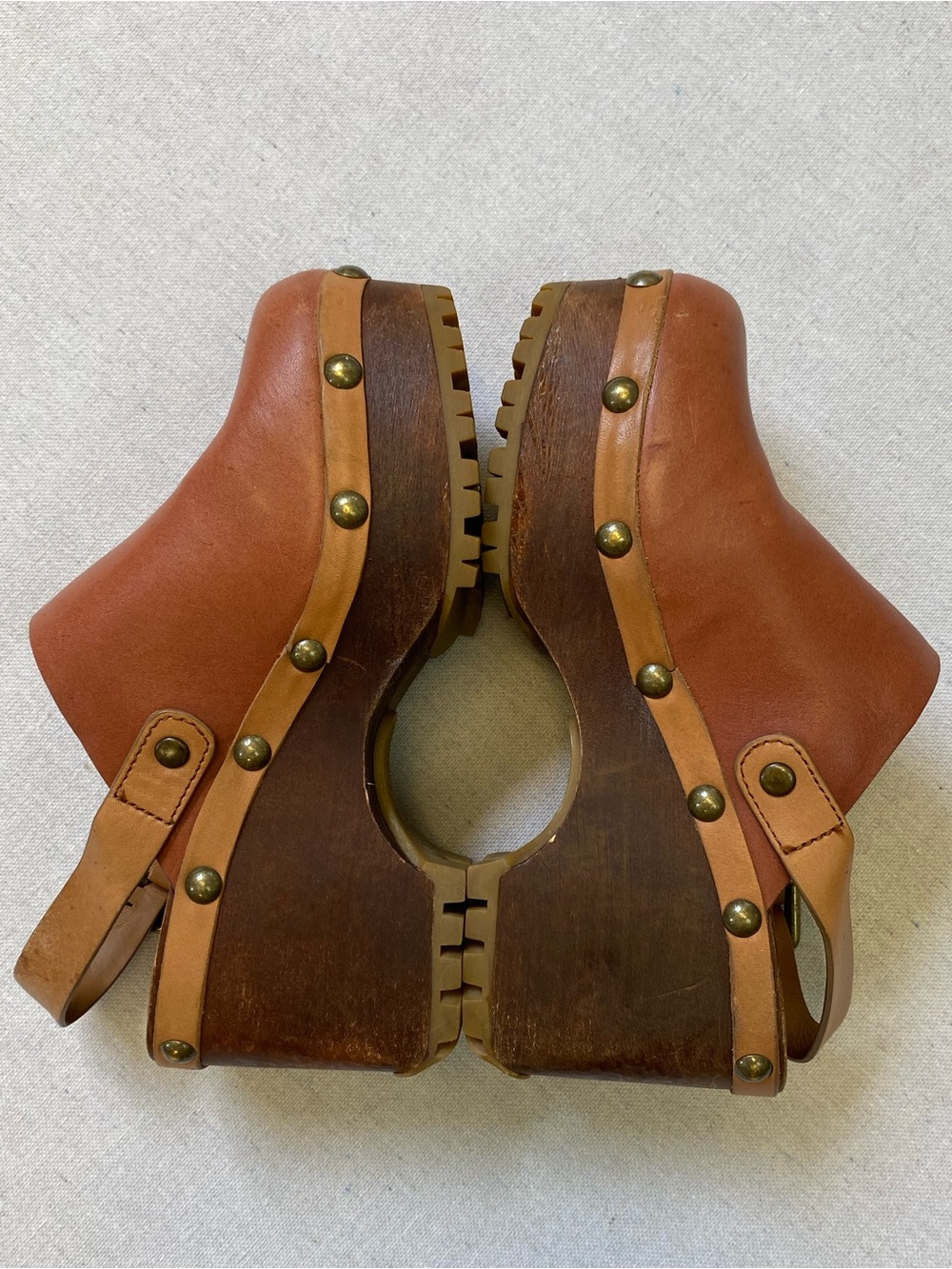 See By Chloe Leather Studded Sling Wooden Clog Size 35 - Picture 4 of 11